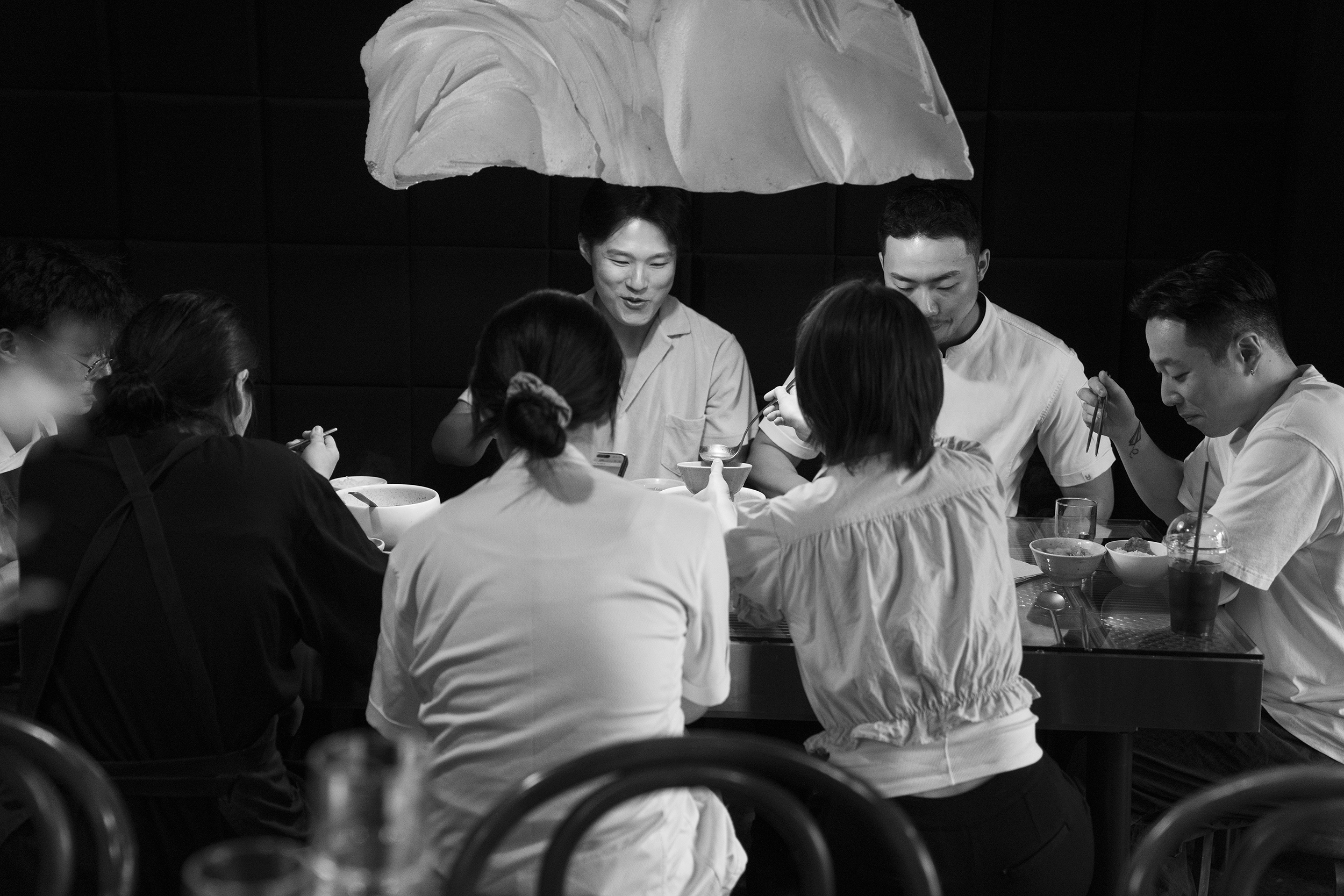 a staff meal before service at Mr. Ahn’s Craft Makgeolli.